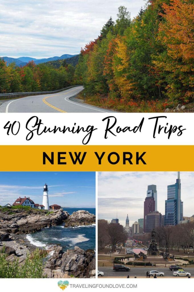 Top: Kancamagus Scenic Byway, Bottom Left: Portland Lighthouse, Bottom Right: Philadelphia