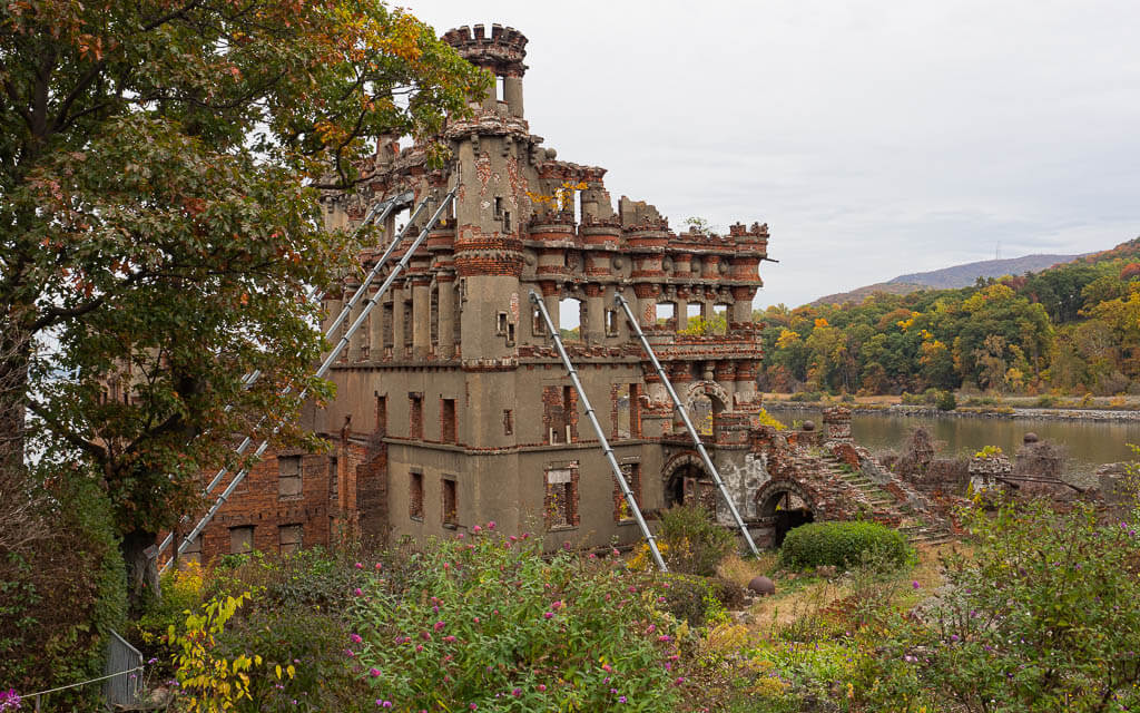 Bannerman castle ruin from a viewpoint