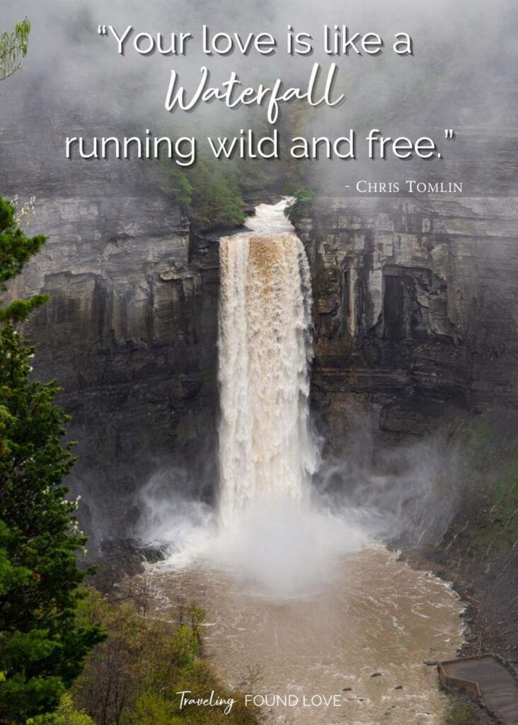 Quotes about falls and foggy waterfall in the background