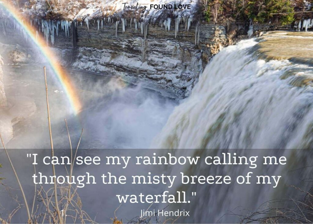 Rainbow in the mist of a waterfall
