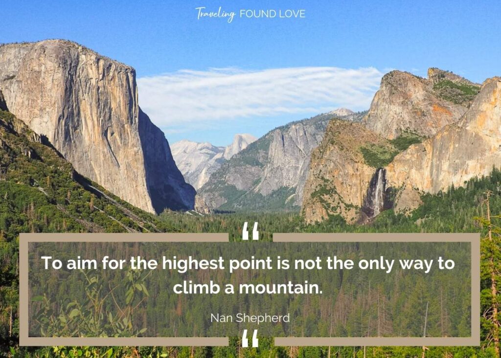 Mountain Quote in front of towering mountains in Yosemite National Park