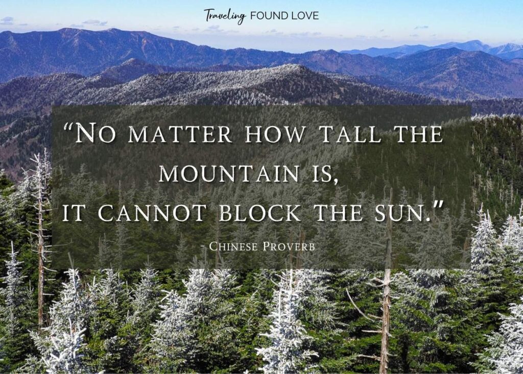Mountain Quotes with snow capped ridges in the background