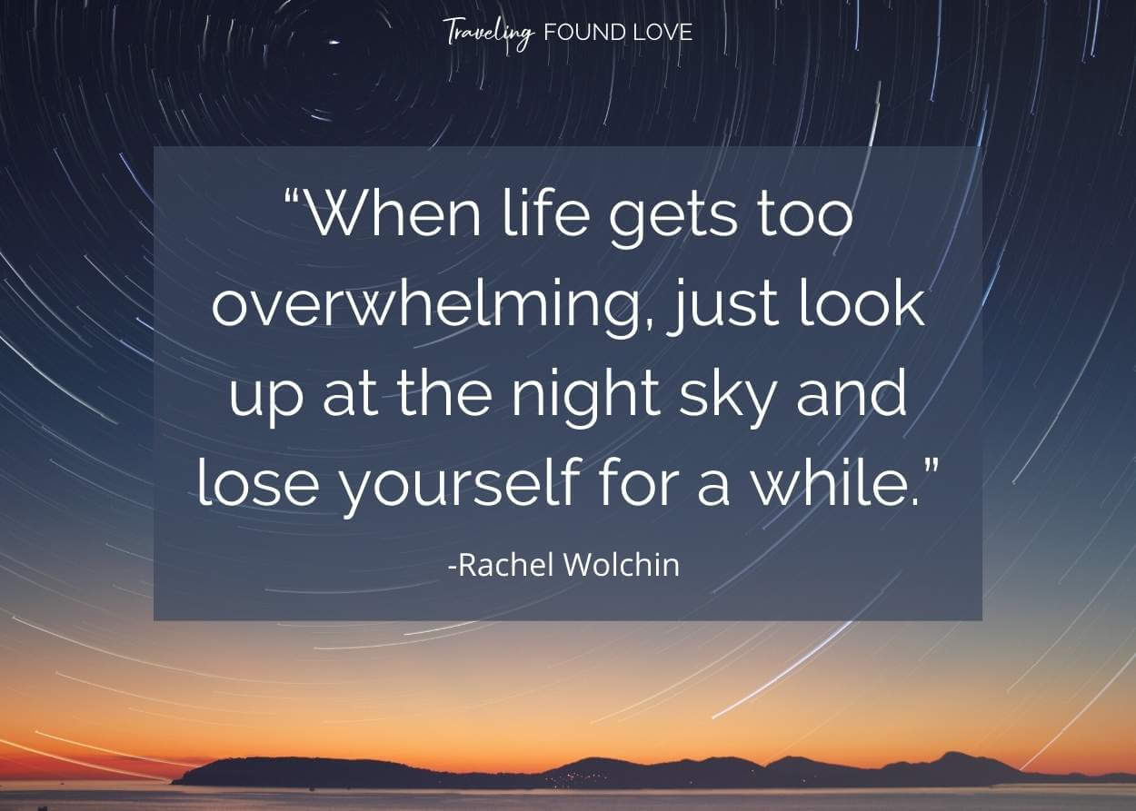 Quotes about the night sky in front of shooting stars