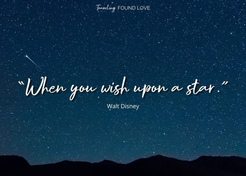 Romantic star quote in front of the night sky